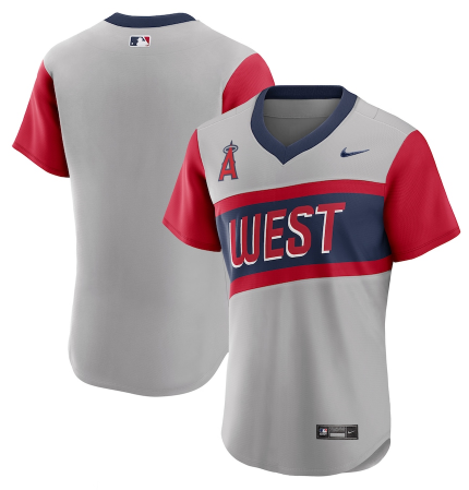 Men's Los Angeles Angels Blank 2021 Grey Little League Classic Road Flex Base Stitched MLB Jersey